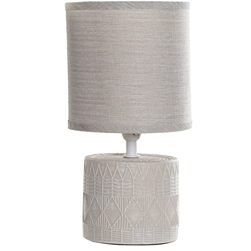 Lampe en grès ivoire 26.5 cm abat-jour lin luminaire table de chevet chambre