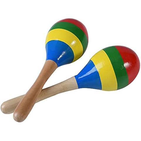Maracas Hand Percussion Rattles, Wooden Rumba Shaker Musical Instrument for Kids Adults, Set of 2 Cover