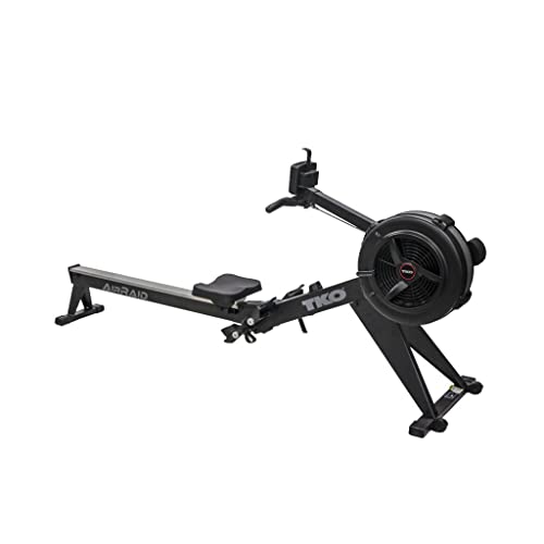 Image of TKO AirRaid Rower | Air Resistance Rowing Machine for Home & Commercial Use | Foldable Air Rowing Machine with 9 Damper Levels, LCD Console, Smooth Glide Rower Machine