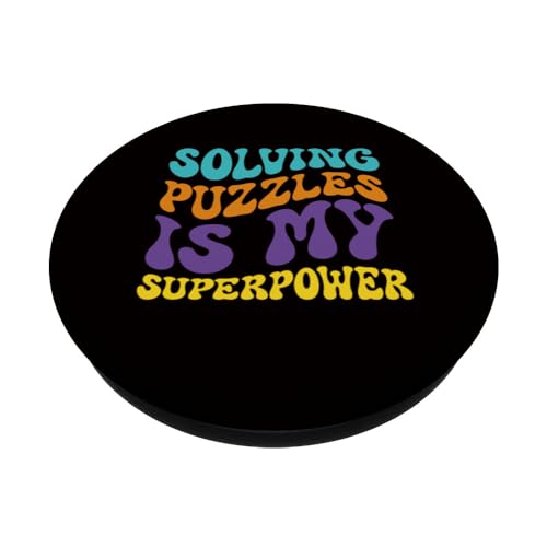 Puzzle - Solving Puzzles Is My Superpower PopSockets Swappable PopGrip, Black - Image 2