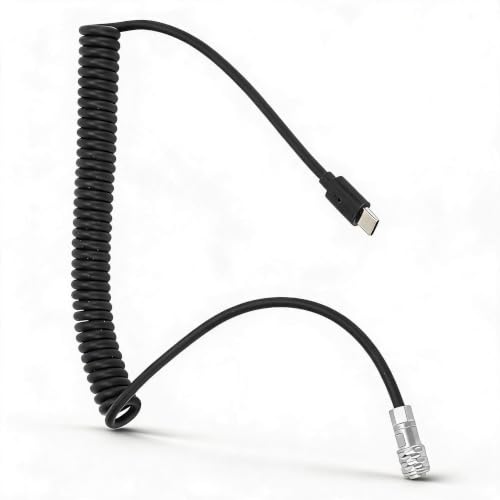 Cable BMPCC 4K 6K a USB C PD cable en espiral para cámara de cine con indicador de energía de 12V