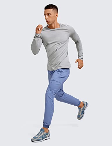 Crz Yoga Mens Seamless Long Sleeve Tee Shirts Moisture Wicking Workout Athletic Running Shirts Breathable Gym Tops Charcoal Grey Heather Large #TOP2