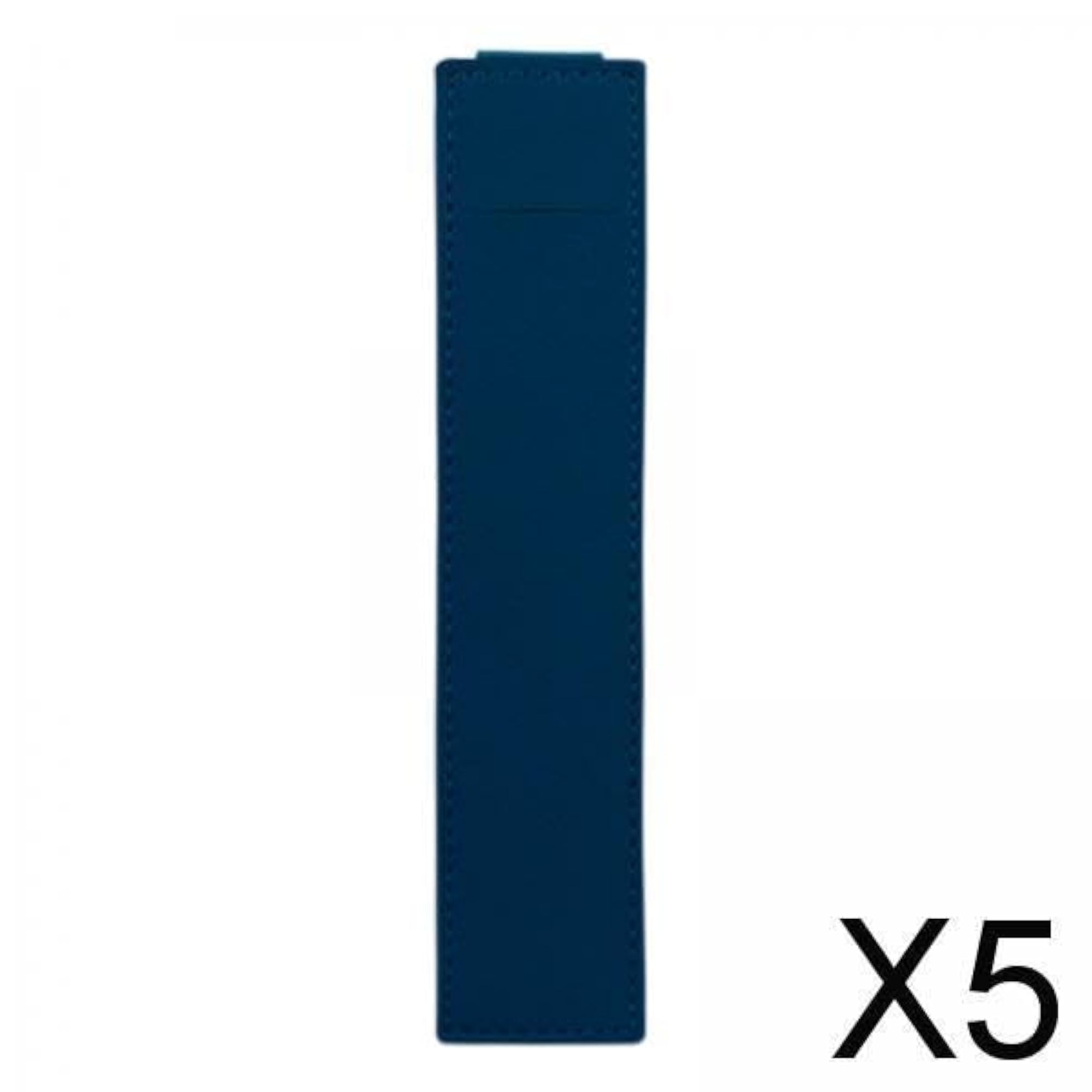 5x Elastic Band Pen Holder Sleeve for Journals, Dark Blue