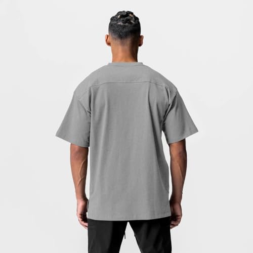 XYKJFIT Men's 1 or 2 Pack Solid Color T-Shirt Short Sleeve Fashion Loose Round Neck Gym Sports Leisure Fitness Top Oversized T-Shirt