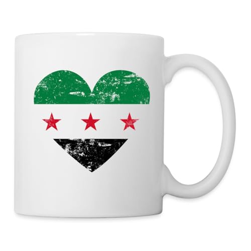 Spreadshirt Cœur du drapeau de la Syrie Mug Blanc, taille unique, blanc