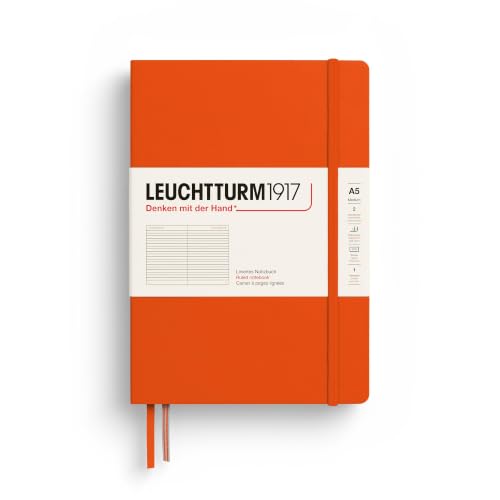 LEUCHTTURM1917 - Notebook Hardcover Medium A5-251 Numbered Pages for Writing and Journaling (Pumpkin, Ruled)