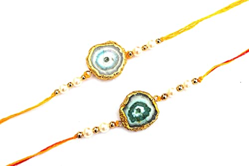 Rakhi-Hijet Rakhi - Pulsera de hilo para hermano y Bhai en Rakshabandhan para protección y bendiciones, Talla única, ágata Cover