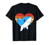 Cute Shark Design Retro Heart Shape Vintage Style T-Shirt