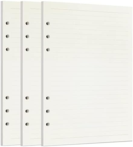 Zelten 3 Pack A6 135 Sheets/270 Pages Blank Loose Leaf Punched Paper Refills Paper for 6 Hole Binder Personal Organizer Diary Notebook Refillable Planner