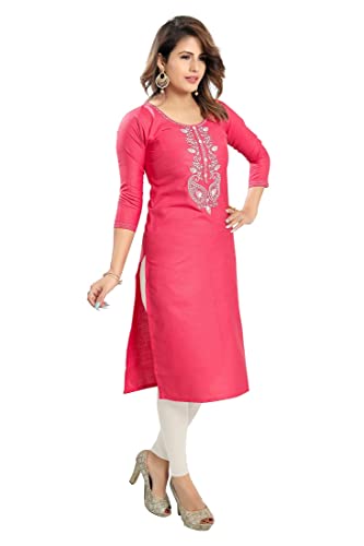 Image of DREAM & DZIRE Blue Office wear Kurti for Women in Pine Cotton Plus Size & Small Size.