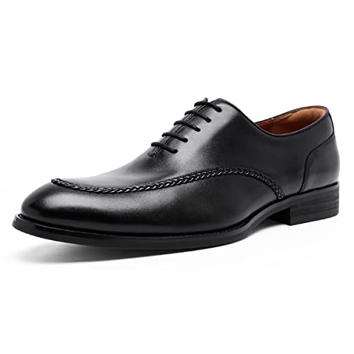 DESAI Scarpe Eleganti Basse Oxford Uomo Stringate Pelle, Nero, 46