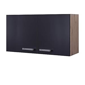 MMR Küchen-Hängeschrank LONDON – Küchenschrank – Oberschrank – 2-türig – 100 cm breit – Anthrazit