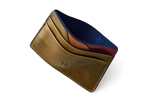 Wallet for Men, Slim Minimalist Card Holder, 6 Card Slots, Main Pocket, Full-Grain Handcrafted Front Pocket Leather, Gift Box - Pouch for Christmas & Birthday, Khaki (Plus Colors)2