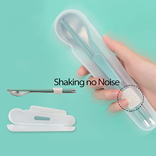 Travel Utensils, Cutlery Set Portable Travel Camp Students School Reusable Flatware Dishwasher Safe, Include Stainless Steel Spoon & Fiberglass Chopsticks With Case, Christmas Gift Set, Blue #TOP1