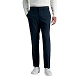 Kenneth Cole Reaction Men's Stretch Windowpane Slim Fit Flat Front Dress Pant Pants, Charcoal HTR., 32 x 29