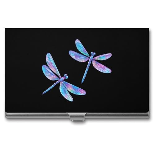 Flying Dragonflies Laser Color Business Card Holder Slim Credit Case Pocket Name Case Wallet for Men Women