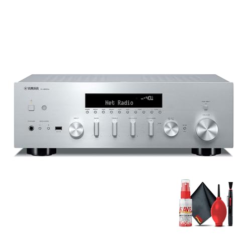 Image of Yamaha R-N600A 2.1-Channel Network A/V Receiver with Streaming, Phono and Built-in DAC (Silver) Bundle with Cleaning kit