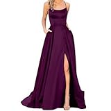 Nombre de la tela: poliéster Dressnu Vestidos largos de noche para dama de honor, sin tirantes, ajustados, Morado Oscuro, M