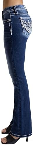 Miss Me Women's Western Stampede Faux Flap Pocket Mid-Rise Bootcut Jeans