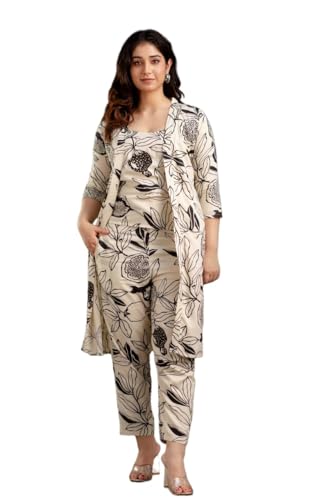Image of Women's Printed Nightsuit Pajama with Top with Long Gown Lightweight Soft & Comfy Sleepwear for Girls & Women