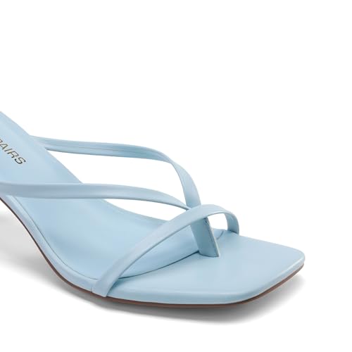 Image of DREAM PAIRS Kitten Heels for Women Flip Flops Slip on Low Heels Open Square Toe Thong Heeled Strappy Sandals Slides Comfortable Dress Shoes
