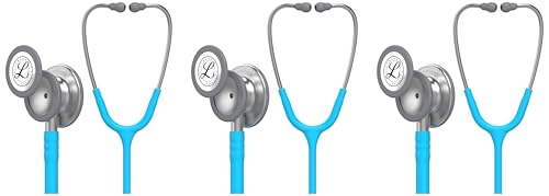 Image of 3M Littmann Classic III Monitoring Stethoscope, 5835, More Than 2X as Loud, Weighs Less, Stainless Steel Chestpiece, 27 inch Turquoise Tube (Pack of 3)