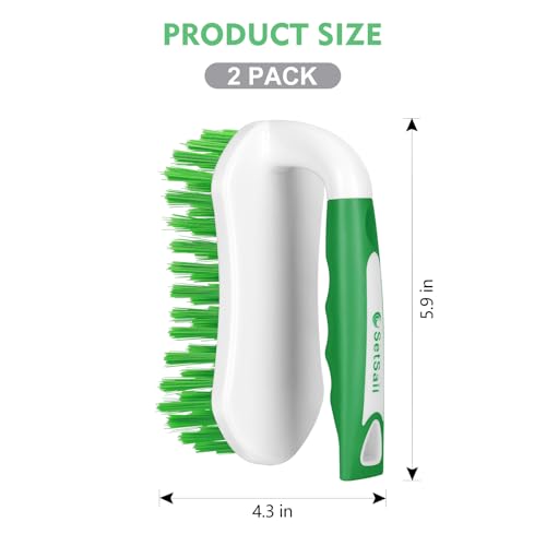SetSail Scrub Brush, Heavy-Duty Scrub Brushes for Cleaning with Stiff Bristles Cleaning Brush for Shower, Bathroom, Carpet, Kitchen and Bathtub Scrubber - 2 Pack Green