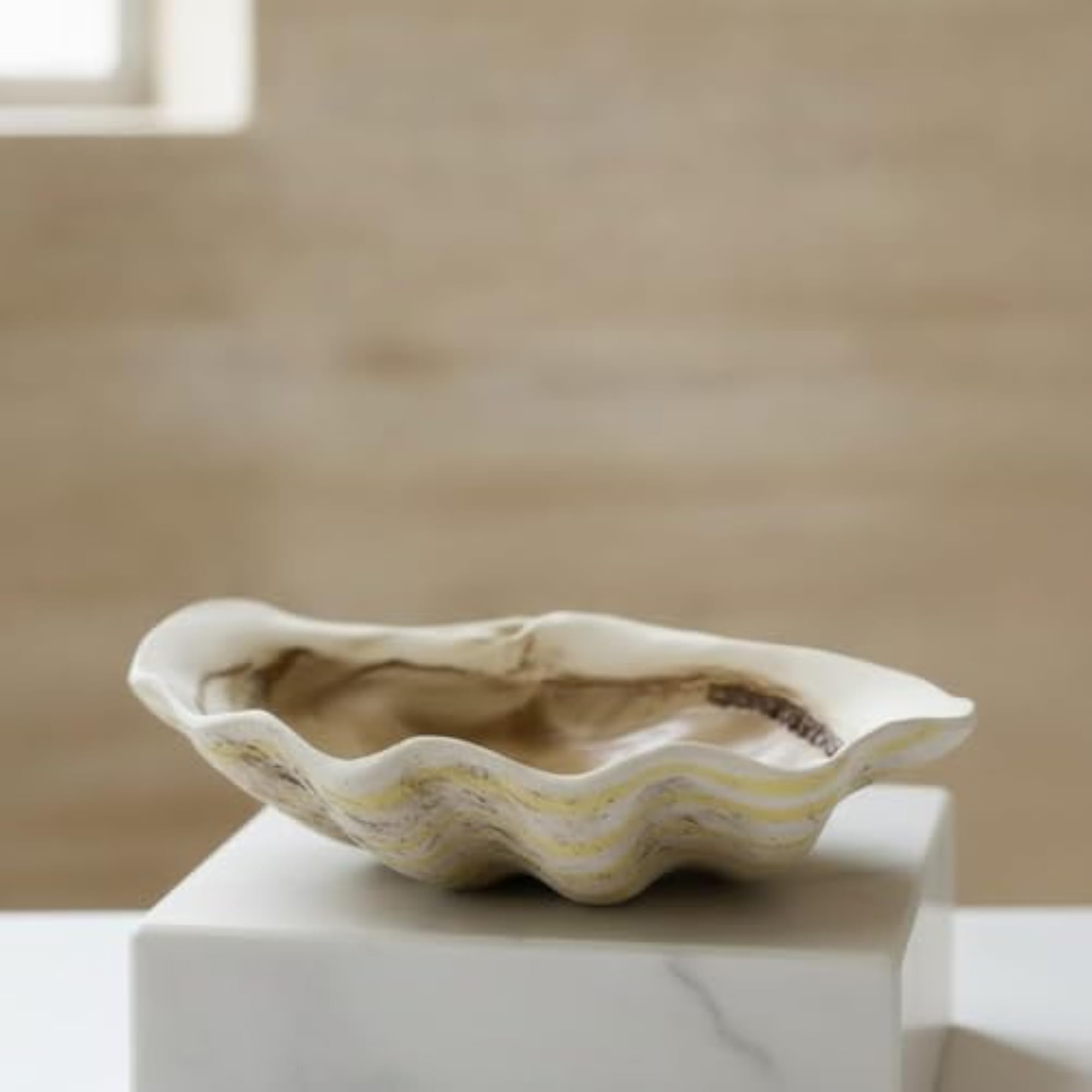 Coastal Ocean-Inspired Resin Clam Shell Tray for Coffee Table