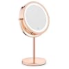 Navaris ronde spiegel met verlichting – Make-up spiegel met LED-verlichting – Dubbelzijdig – 5x vergroting – Met…