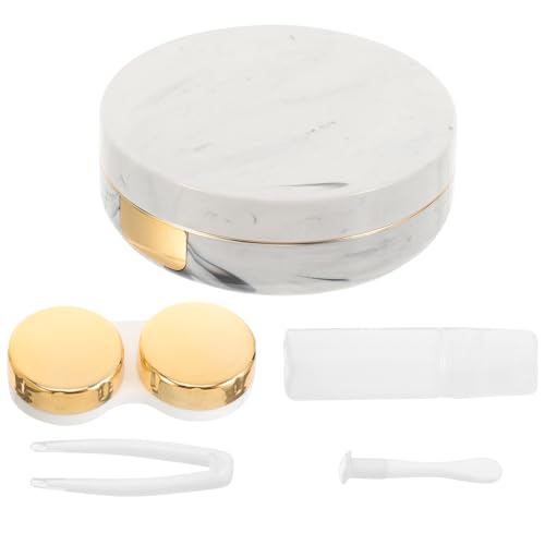 Homoyoyo Estuche para Lentes de Contacto Portátil con Espejo Incorporado Cierre Hermético Anti-Fugas Kit Compacto de Viaje Color Dorado para Almacenamiento Seguro y Limpieza Práctica