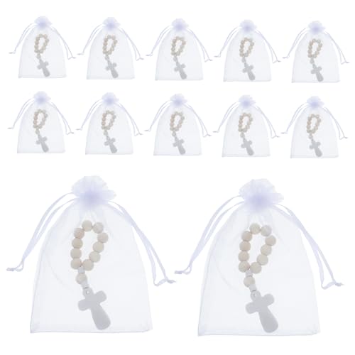 Bracelets chapelet en bois pour communion et décorations de table de baby shower
