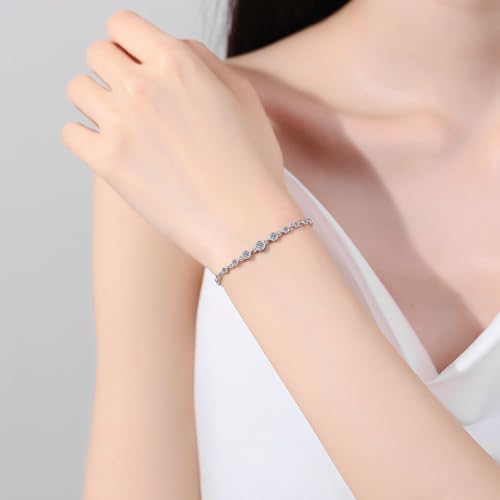 Chaîne à maillons Moissanite 0.87cttw StarGems bracelet ajustable argent 925