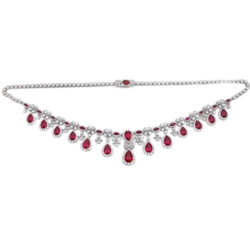 Bijoux pour femmes en argent, le collier rubis poire idéal pour un anniversaire