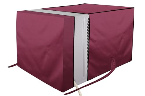 Image of The Furnishing Tree Elastic fit waterproof Polyester window ac cover compatible for Lloyd 1.5 Ton GLW18B5YWGEW Dustproof cover for inner and outer section, Maroon