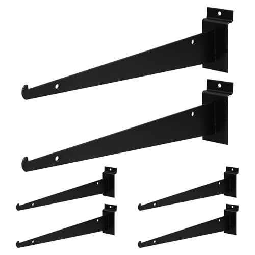 Tofficu Soportes Para Estantes De Slatwall Metalicos 6 Piezas Soportes Resistentes Para Estantería De Cocina Garaje Y Supermercados Con Instalación Fácil Y Optimización De Espacio