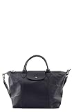 Longchamp 'Medium Cuir Leather Top Handle Tote Shoulder Bag, Navy