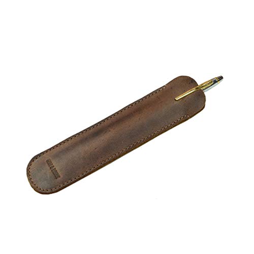 Hide & Drink, Vintage Pen Sleeve, Office Essentials, Bookworm Accessories, Full Grain Leather, Handmade (Bourbon Brown) - Thumbnail 3