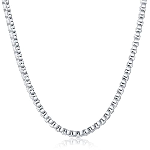 Collier chaîne de boîte ronde 5 mm en argent pour mariages et cadeaux