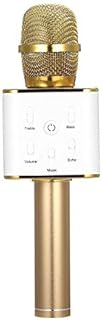 Q7 Wire-less Microphone Speaker Handheld Karaoke Mic Portable Music Player Singing Recorder KTV Microphones (Color : Gold)