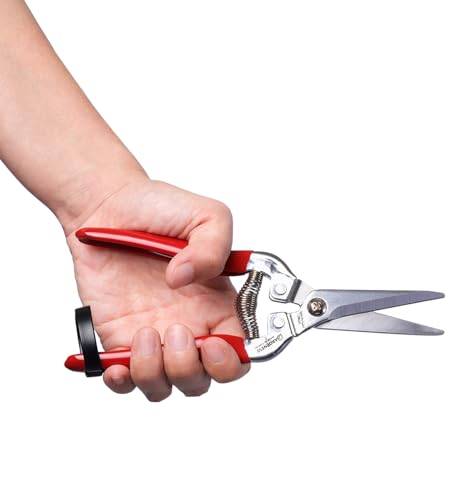 Gardeness Stainless Steel Pruning Snips with Serrated Blade, Adjustable Joint Screw Micro-Tip Garden Scissors for Harvesting Herbs, Fruit, and Floral Arranging, Corrosion-Resistant & Made in Taiwan