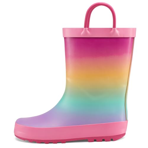 K KomForme Kids Rain Boots Waterproof Printed Rubber boots with Handles