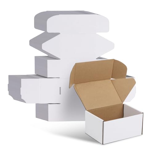 Image of WIFTREY 6X4X3 Shipping Boxes Set of 30, 6X4X3 White Corrugated Cardboard Box for Packaging Small Business, Gift Packing, Mailing, Moving