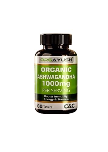 Image of Organic Ashwagandha 1000mg Tablets - Energy, Strength & Stamina Support Supplement, Stress Support & Sleep Wellness Formula with Himalayan Ashwagandha (Pack of 2)