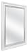 MCS 22x28 Large Wall Mirror, White Woodgrained Frame with Silver Embossed Detail & Beveled Detail Mirror, Vertical & Horizontal Wall Hanging Mirror for Bathroom, Bedroom & Livingroom