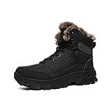 VOSMII Botas Hombres zapatos de invierno botas de nieve de cuero impermeable al aire libre botas masculinas botas antideslizante caliente(SIZE 42-EU)
