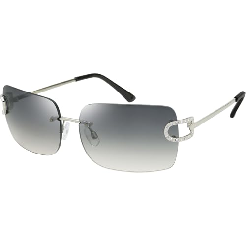 The Fresh Minimalist Rimless Frameless Rectangle Sunglasses Y2K Rhinestones Shades
