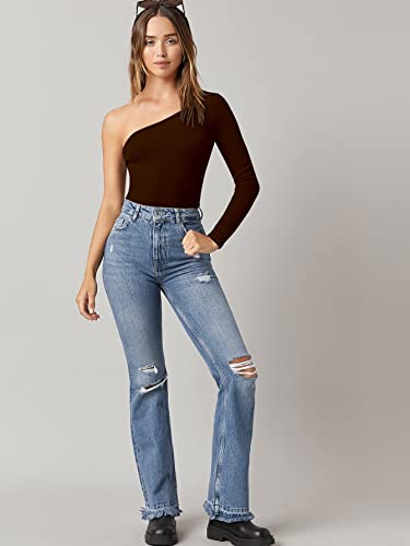 Image of Aahwan Solid One Shoulder Fitted Top for Women's & Girl's