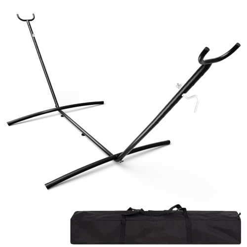 9FT Heavy Duty Adjustable Steel Hammock Stand, 450 LBS Capacity Outdoor Hammock Frame, Weather Resistant & Easy to Assemble for Patio Yard Garden, She