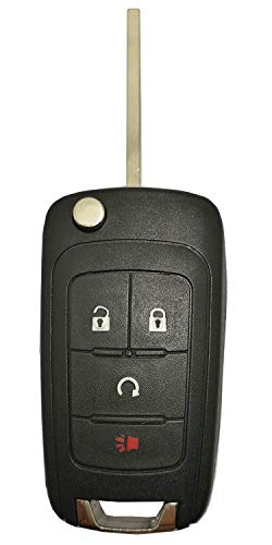 Key Fob Case Shell Fit for GMC Chevrolet Chevy Equinox Sonic Trax Terrain 4 Buttons Replacement Flip Folding Smart Car Key Fob Cover with Uncut Blade Blank (4 Buttons Key Fob Shell) - Thumbnail 2