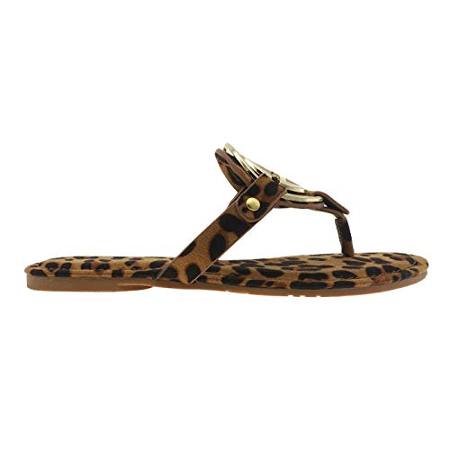 Image of Pierre Dumas Women's Medallion Vegan Slide Thong Flip Flop Flat Sandal